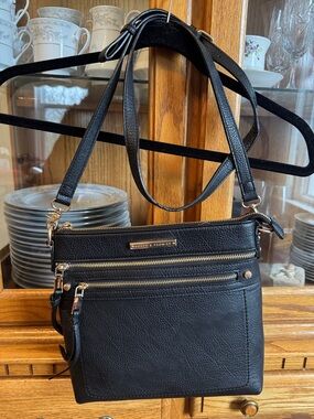 Poppy & Peonies Black Crossbody with Gold Hardware